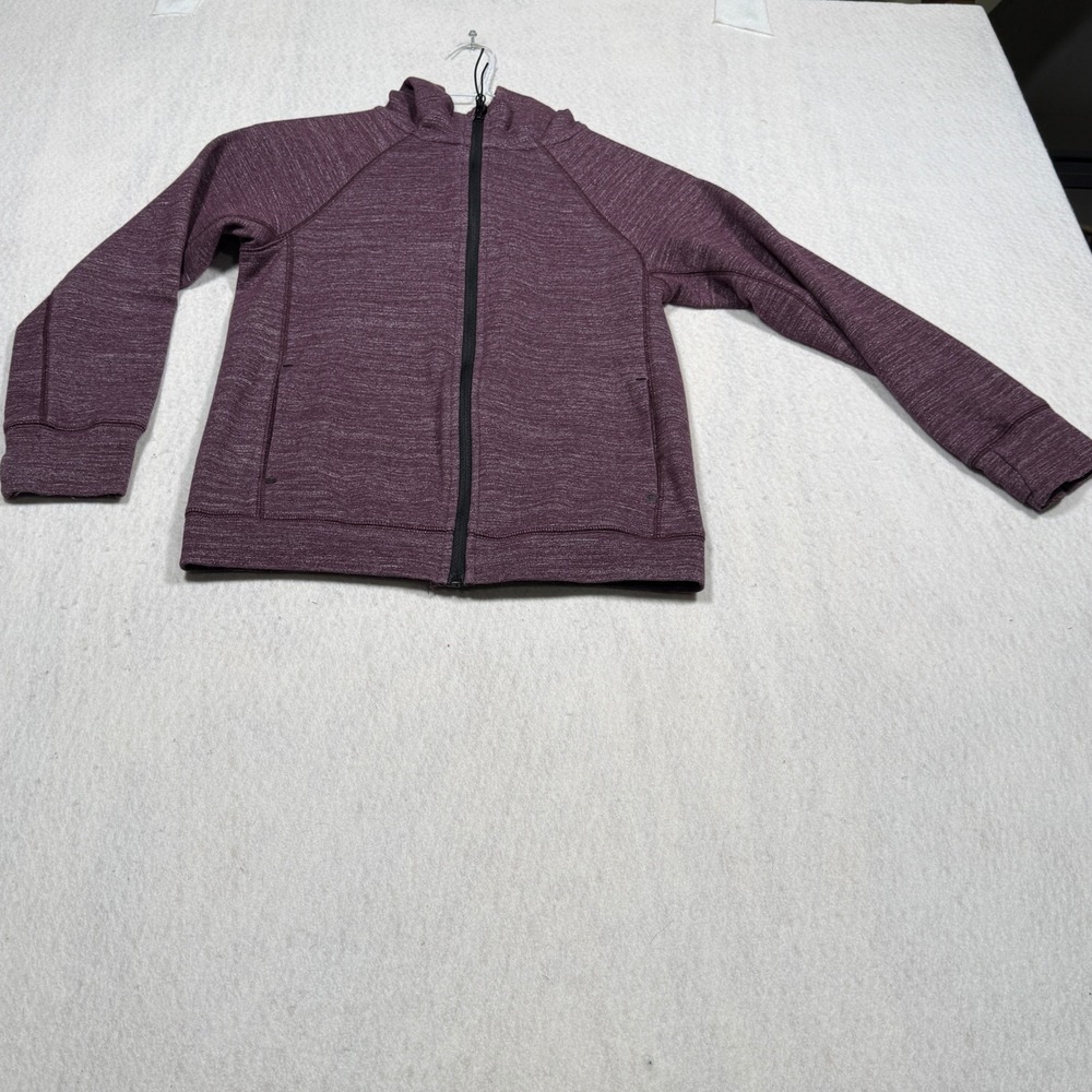 All in Motion Girls Full Zip Hoodie Burgundy Heathered Jacket Size L 10-12